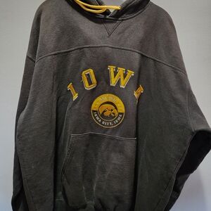 NCAA Black Hoodie with Yellow Iowa Crest and Lettering